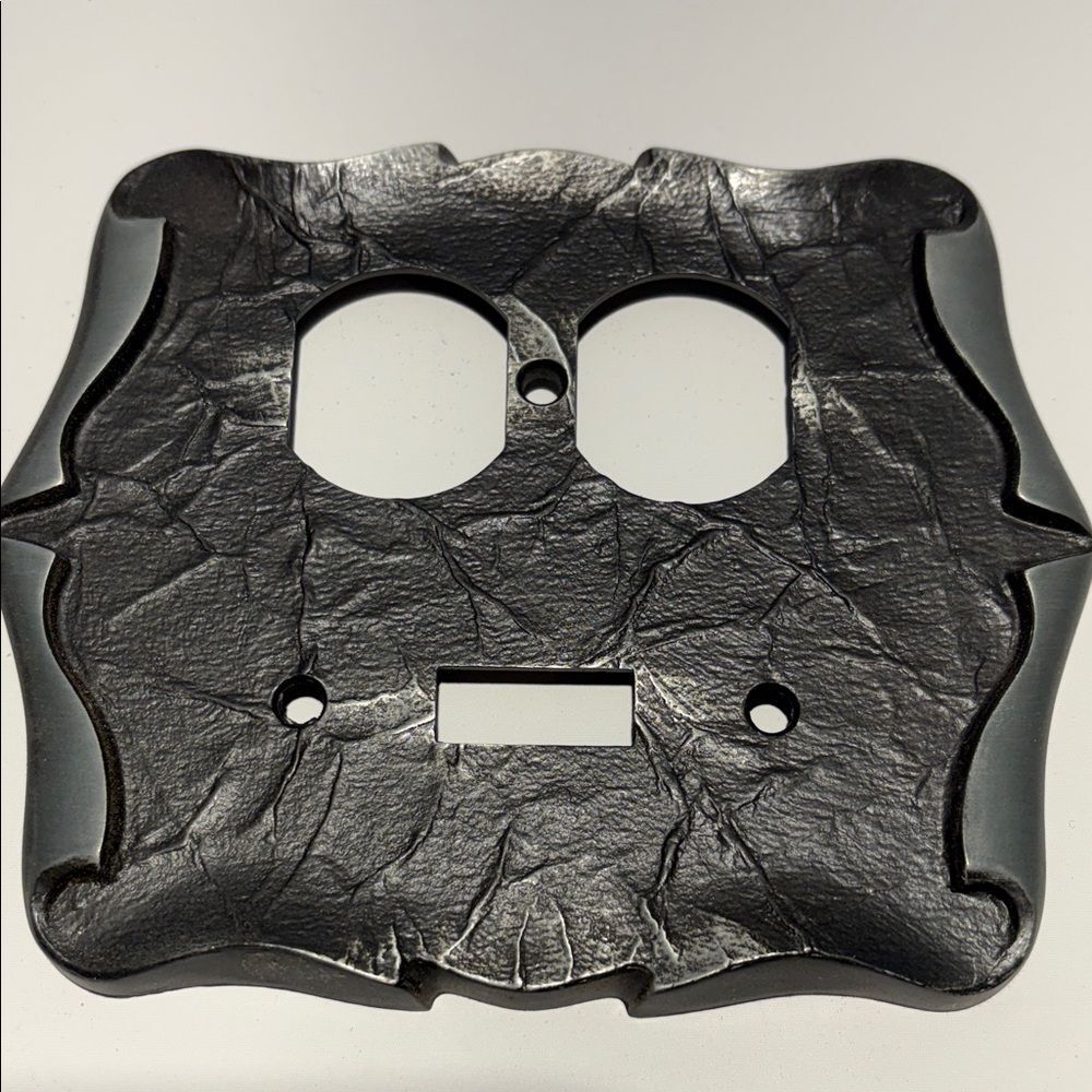 Black Textured Double Outlet Cover